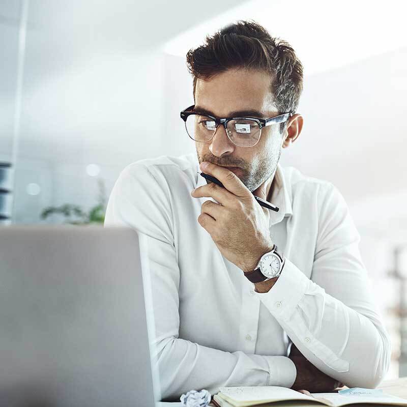 man working at laptop