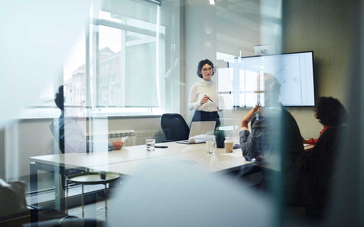 A woman giving a presentation