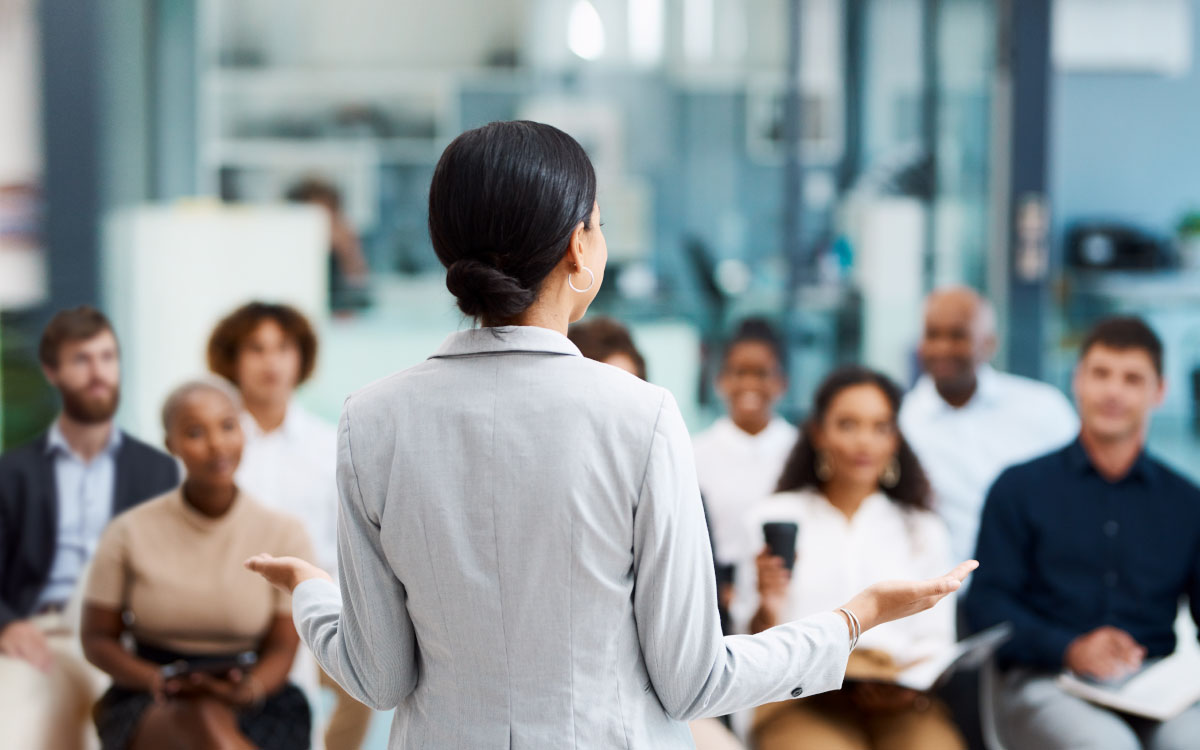 woman leading a meeting