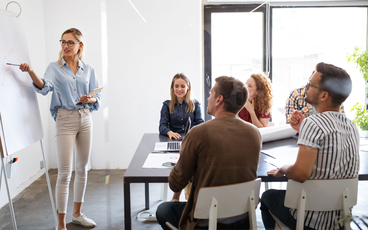 Woman giving presentation